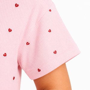 Conjunto de Pijama de Verano y Otoño para Mujer, al por Mayor, con Estampado Floral Rosa, Manga Corta, Tejido de Punto, Abotonado, Dos Piezas, Pantalones Cortos, Suave - Product Image 3