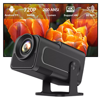 Nouveau mini projecteur HY320, résolution native 720P, prend en charge la 4K, Android 15, double WiFi 6, 150 ANSI, 180 °   Projecteur LCD portable rotatif pour home cinéma