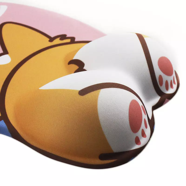 3D Mousepad for Office PC Laptop Anime Corgi Mouse Pad with Wrist Support Gel Ergonomic Dog 3D