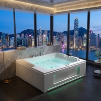 Baignoire balnéo autoportante 1,9 m pour hôtel et usage domestique, 2 personnes, rideau d'eau réglable, hydrothérapie relaxante