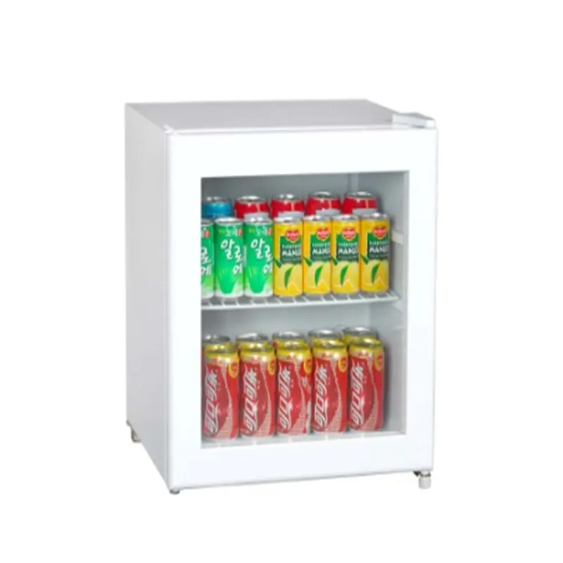 La parte superior de la Mesa Mini bebidas enfriador de cerveza 48L de la puerta de vidrio refrigerador escaparate