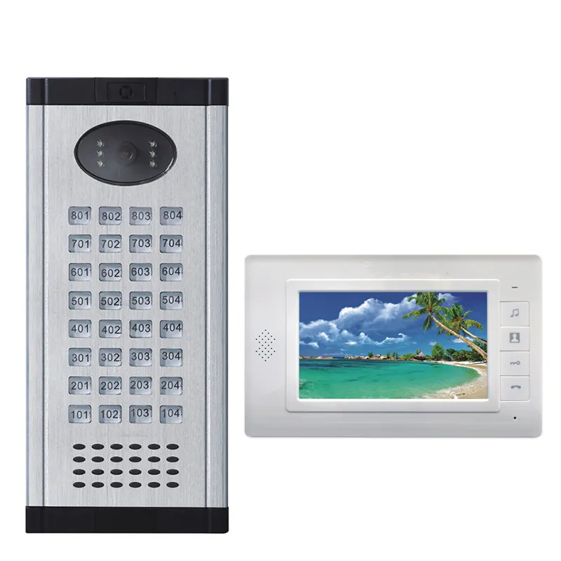 Direct press type aluminum alloy Apartment/Family Video Door Phone Intercom System Doorbell with Camera Monitor Waterproof