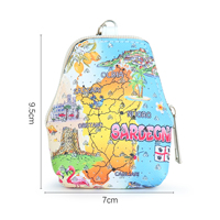 Monedero Pequeño Triangular de Cuero PU con Purpurina, con Diseño de Mapa de Cerdeña, Llavero, para Mujer y Niña, Regalo, Bolsa Portátil para Auriculares