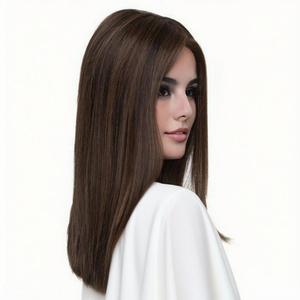 Perruque africaine pour femme, fabriquée à la machine, à <span class=keywords><strong>frange</strong></span> <span class=keywords><strong>mi</strong></span>-longue, <span class=keywords><strong>cheveux</strong></span> raides <span class=keywords><strong>mi</strong></span>-longs, longueur aux épaules, style européen - Product Image 3