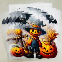 Autocollant en vinyle thermocollant personnalisé pour Halloween, autocollants DTF de haute qualité pour t-shirts, transferts thermiques prêts à poser, nouveau design