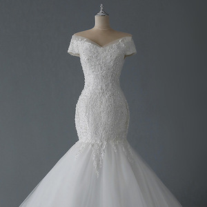 AL1477 Paty Plus Size abito da <span class=keywords><strong>sposa</strong></span> con elegante Design sirena maniche e pizzo decorazione per le ragazze della <span class=keywords><strong>sposa</strong></span> - Product Image 3