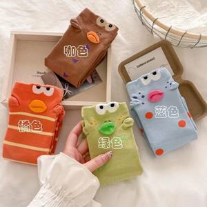 Five-Toe Mid-Calf <b>Socks</b> With Animal Patterns Cotton Antibacterial For Women Casual Sports <b>Socks</b> <b>Orange</b> Brown Green Blue - Product Image 3