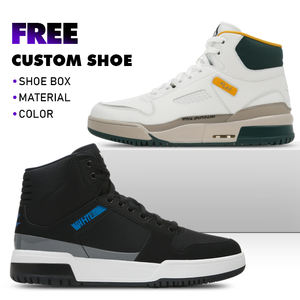 Chaussures de skateboard classiques décontractées blanches à semelle épaisse pour hommes avec LOGO personnalisable - Product Image 1