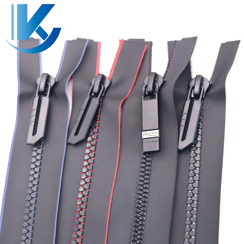 Factory direct sale clothing bag accessories fashion design puller zipper open end waterproof resin zipper manufacturer