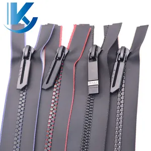 Fábrica venda direta roupas saco acessórios moda design extrator zipper open end impermeável resina zipper fabricante