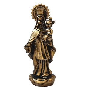 Figura de Resina de Jesús y María con el Niño, Escultura de la Virgen con el Niño, Decoración para el Hogar Católico, Acabado Bronce, Fundición en Frío - Product Image 3