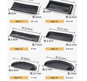 Serving Platter Table <b>Black</b> Melamine <b>Plate</b> Sushi, OEM ODM Premium Japanese Sushi Gift <b>Plate</b> Set - Product Image 6
