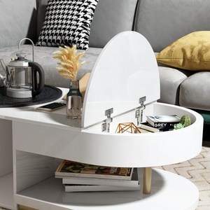 Hot Sale Modern Functional Induction Heating Plate <strong>Storage</strong> <strong>Tables</strong> <strong>Oval</strong> White <strong>Coffee</strong> <strong>Table</strong> <strong>with</strong> Chairs - Product Image 4