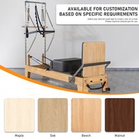 Reformer Pilates Portable en Bois de Chêne Réglable avec Demi-Tourneuse et Trapèze, Équipement Professionnel pour Studio de Yoga, Machine Cadillac
