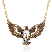 Colliers pendentifs en cristal d'aigle vintage pour femmes, nouveau style ethnique, grand collier animal, collier ras du cou