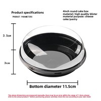 Boîtes à gâteaux rondes en plastique noir de 4 pouces JL-636 pour emballage de cheesecake, contenants jetables pour boulangerie, vente en gros, desserts à emporter