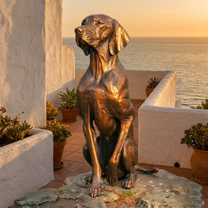 Escultura de bronce artesanal fundido por la técnica de la cera perdida de un <span class=keywords><strong>Vizsla</strong></span> - Postura de caza totalmente realista y patina artística, escultura de bronce - Product Image 4