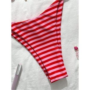 FOXA Women's 2 Piece Striped <b>Bikini</b> Set Halter Triangle Swimsuit <b>String</b> Bathing Suit Beach Vacation Clothes - Product Image 4