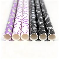 Pailles réutilisables imprimées pour Halloween, 10x305mm, sans BPA, en PP de qualité alimentaire, certifiées LFGB