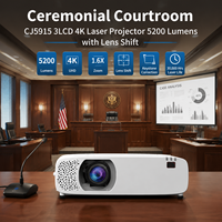 Projecteur laser 4K 3LCD CJ5915 pour salle de cour, 5200 lumens avec déplacement de l'objectif