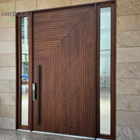Porte d'entrée simple surdimensionnée de qualité supérieure, robuste, avec 2 panneaux latéraux, en bois massif de chêne et d'acajou, porte pivotante extérieure