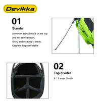 Devikka fabricante 9 "logotipo personalizado Golf Stand Bag PU cuero bolsas de golf para jóvenes