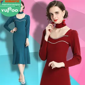 arrivals 2023 new women's clothing wholesale new sweater fashion long-sleeved slim commuter round neck knitted dresses