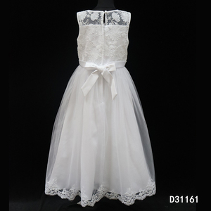 <span class=keywords><strong>Vestido</strong></span> de Niña de las Flores para Comunión, D31161, Blanco, con Lentejuelas Bordadas sobre <span class=keywords><strong>Tul</strong></span>, para Banquete de Boda - Product Image 3