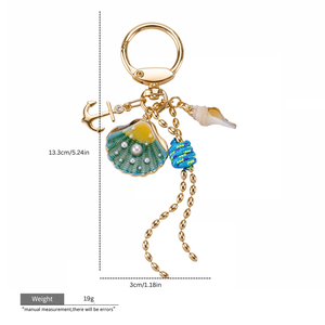 Oferta de Verano: Encantadores y Divertidos Adornos con Forma de Concha Marina, Decoración con Patrón Azul Océano, Dijes para Bolsos con Pedrería, Perlas y Detalles Dorados - Product Image 5