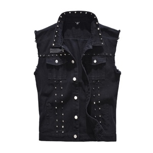 <span class=keywords><strong>Gilet</strong></span> Slim da <span class=keywords><strong>Uomo</strong></span> alla Moda Versione Coreana, Casual Traspirante Primaverile Nero Taglie Forti, Abbigliamento Esterno con Borchie Stile Motociclista - Product Image 1