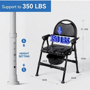 <b>Folding</b> <b>Commode</b> Chair With Bucket Non Slip Seat Portable Toilet For Elderly Home Use - Product Image 3