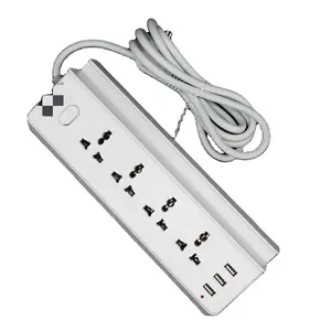 Tomada de proteção de surge, 3 usb eua plugue soquete de suporte de plástico durável