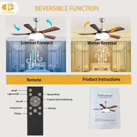 Ventilateur de plafond moderne en noyer avec lumière LED à intensité variable, 5 pales à texture bois, télécommande pour salle à manger et intérieur domestique