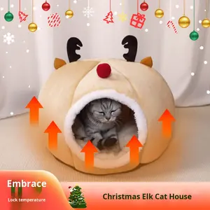 Gato cama de Navidad invierno cálido completamente cerrado cama para dormir engrosada Internet celebridad mascota <span class=keywords><strong>casa</strong></span> Pere <span class=keywords><strong>David</strong></span>'s Deer diseño - Product Image 6