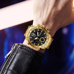 SANDA 6193 Montre à quartz à double affichage pour hommes, mode, affaires, sport, étanche, alarme, montre-bracelet électronique multifonctionnelle - Product Image 2