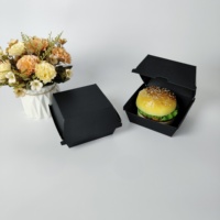 Boîte à hamburger noire jetable personnalisée de haute qualité emballage en carton de qualité alimentaire pour Hamburger directement de l'usine