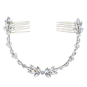 <span class=keywords><strong>Peigne</strong></span> <span class=keywords><strong>à</strong></span> <span class=keywords><strong>cheveux</strong></span> fleur en cristal Offre Spéciale <span class=keywords><strong>à</strong></span> la mode fait <span class=keywords><strong>à</strong></span> la main en métal doré ornement chaîne Flexible peignes de mariée pour les Couples pour anniversaire de bal - Product Image 6