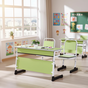Ensemble de bureau et chaise double pour salle de classe, réglable en hauteur, mobilier éducatif pour salle de formation scolaire - Product Image 1
