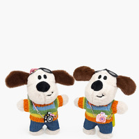 Porte-clés en peluche chien pilote unique avec lunettes, pendentif sac chiot créatif en pull rayé avec mini caméra, support de jouet en peluche de luxe