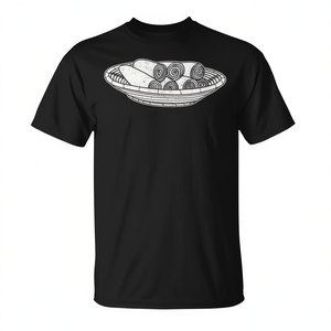 T-shirt unisexe adulte à col rond et manches courtes, imprimé en sérigraphie, avec motif de pain plat africain Injera, cuisine éthiopienne, Érythrée, Soudan - Product Image 2