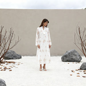 Abaya en polyester personnalisée haut de gamme avec strass thermocollants pour femmes musulmanes, robe de soirée, fournisseur en gros - Product Image 3