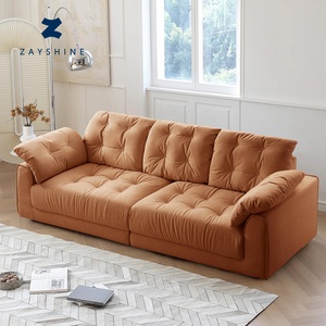 Juego de Sala de Estar de Terciopelo Crema de Lujo Moderno Nórdico Zayshine, Sofá Modular de 3 Plazas, Lavable, para Apartamento, Villa, Sofá Vertical - Product Image 1