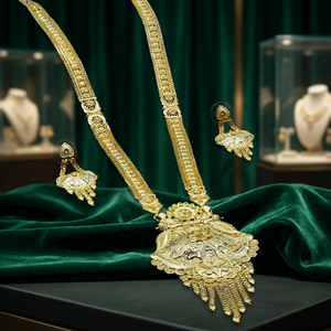 Collares Largos con Diseño Floral en Oro Micronizado de 14K, 18K y 24K, Joyería de Moda, Conjunto de Joyería de Diseño Tradicional, Oro Joyería - Product Image 3