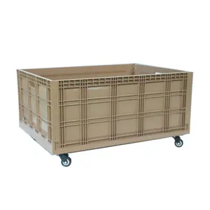 industry use plastic storage bins transportation boxes turnover crate&barrel with wheels