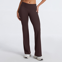 Ensemble de yoga pour femme : Haut de sport sans dos à col halter et col en V, rembourré, à manches longues, séchage rapide, coupe ample, avec soutien-gorge intégré, et pantalon évasé