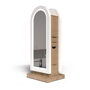 กระจกสองด้านสำหรับร้านทำผมวัสดุไม้สำหรับร้านตัดผมทันสมัยมีความเงางามสูง - Product Image 2