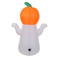 Décoration Gonflable d'Extérieur Classique d'Halloween de 1,5 m : Fantôme Tenant une Citrouille avec LED, Étanche, Mignon et Effrayant pour Jardin et Fêtes