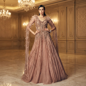 Robe de soirée longue sans manches, coupe trapèze, modeste, avec découpes, grande taille, en organza, pour cocktails et événements - Product Image 4