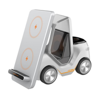 Chargeur sans fil 3 en 1 en forme de voiture pour appareils Apple avec lumière nocturne ambiante, charge rapide 15W, chargeur sans fil de bureau