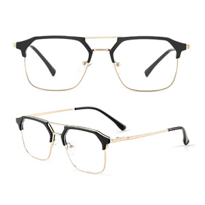 Monturas Ópticas Metálicas de Doble Viga, Color Negro Plateado, Cuadradas, con Bloqueo de Luz Azul, para Hombre, 2023, 2026, de Alta Calidad - Product Image 4
